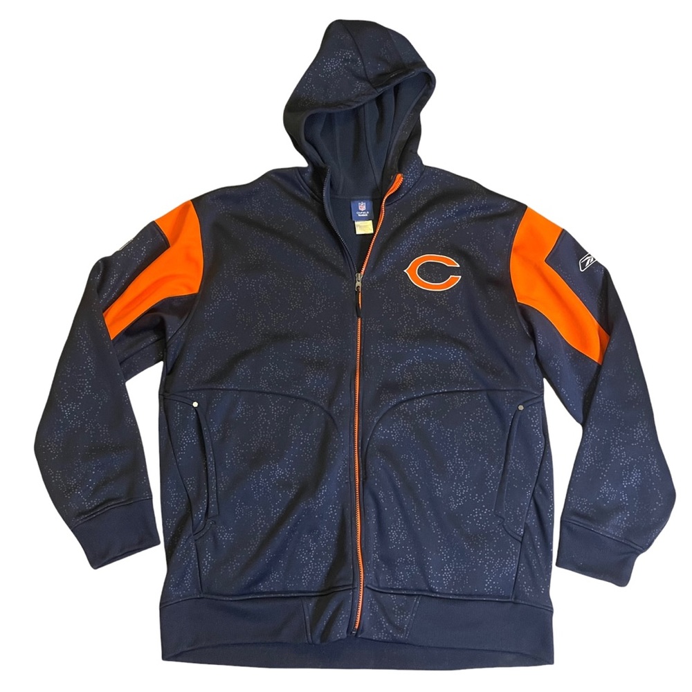 Reebok On Field Chicago Bears Football Polyester Hoodie Full Zip Jacket 2XL